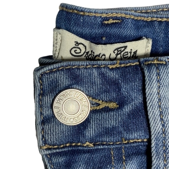 Indigo Rein Jean Shorts Embroidered Boho Flower Frayed Retro Hippy Junior SZ 3 - Picture 11 of 13